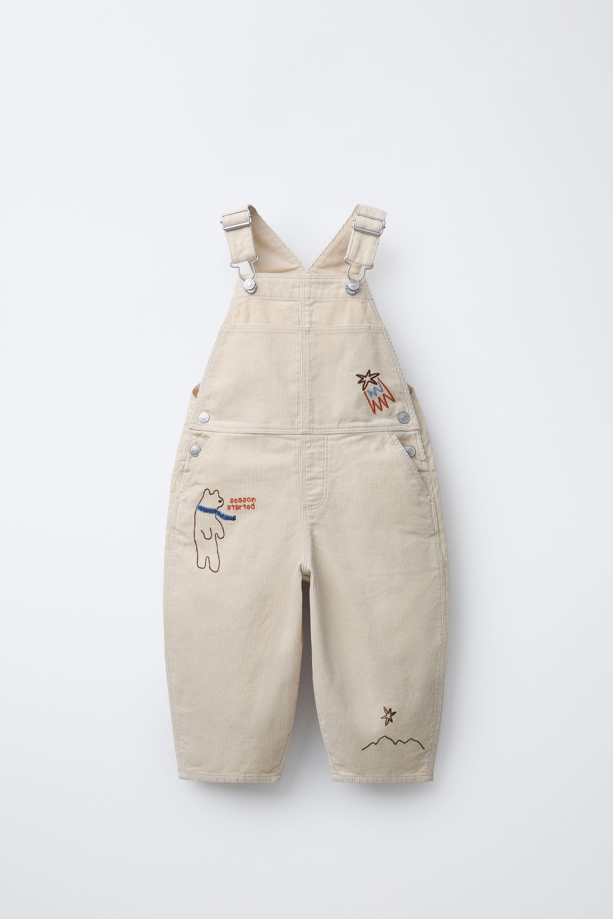 EMBROIDERED CORDUROY OVERALLS